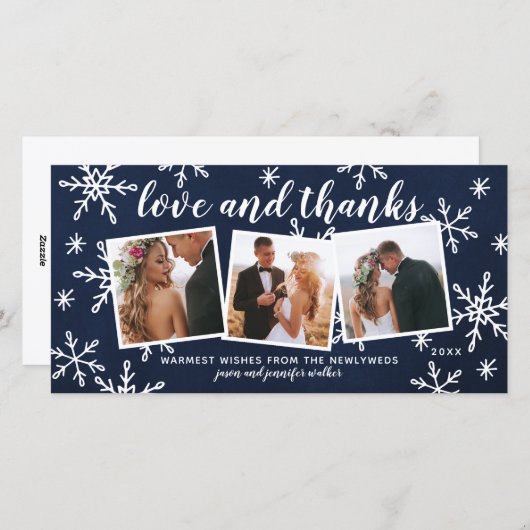 Liefde en Bedankt Holiday Wedding Dank jullie mari Feestdagenkaart (Voorkant / Achterkant)