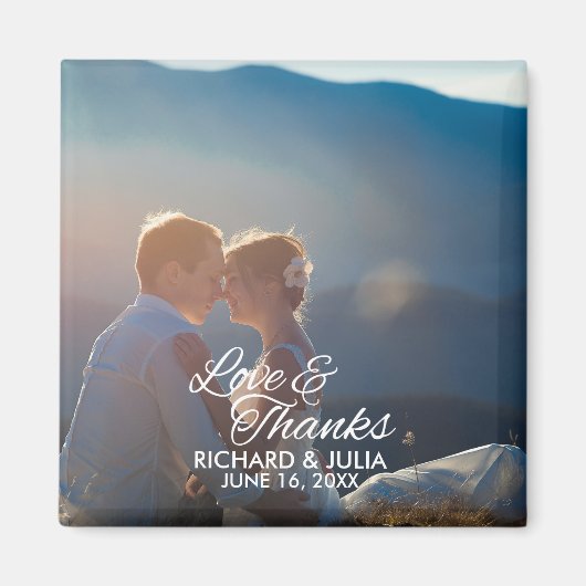 Liefde en Bedankt | Huwelijksfoto Dank u gunst Magneet (Voorkant)