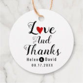 Liefde en Bedankt kalligrafie rood hart bruiloft Bedankjes Labels (Achterkant)