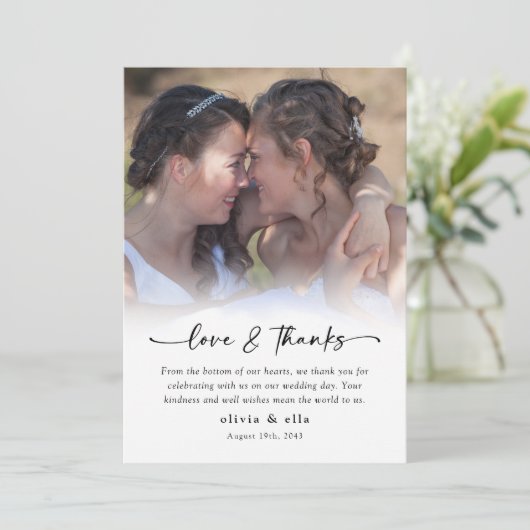 Liefde en bedankt kalligrafie script foto bruiloft (Staand voorkant)