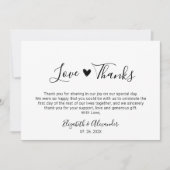 Liefde en Bedankt Kalligrafie Script Hart Bruiloft (Voorkant)