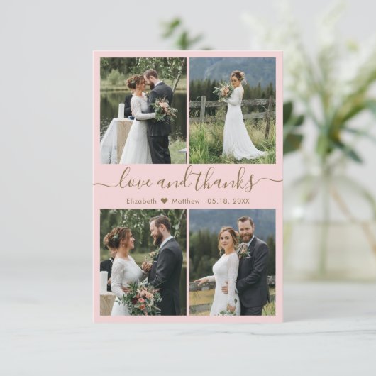 Liefde en Bedankt Manuscript Blush Photo Collage W (Staand voorkant)