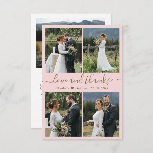 Liefde en Bedankt Manuscript Blush Photo Collage W (Voorkant / Achterkant)