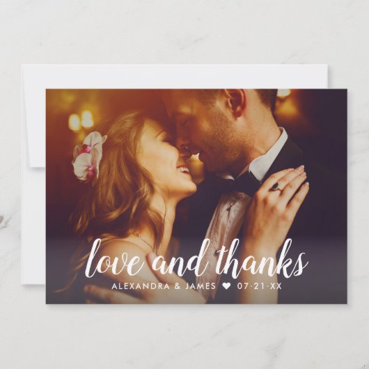 Liefde en Bedankt Manuscript Overlay Weddenfoto Ro (Voorkant)