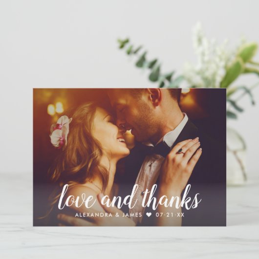 Liefde en Bedankt Manuscript Overlay Weddenfoto Ro (Staand voorkant)