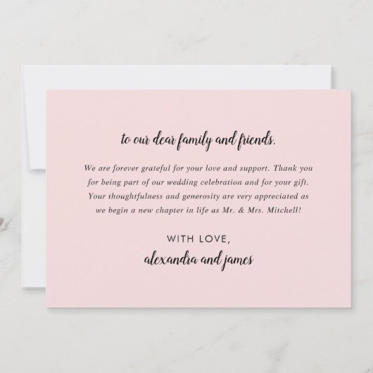 Liefde en Bedankt Manuscript Overlay Weddenfoto Ro (Achterkant)