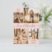 Liefde en Bedankt Manuscript Roze Gold Collage Wed (Staand voorkant)