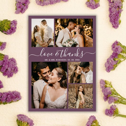 Liefde en Bedankt Mauve Photo Collage Wedding