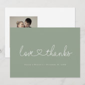 Liefde en Bedankt Minimal script hart foto groen (Voorkant / Achterkant)