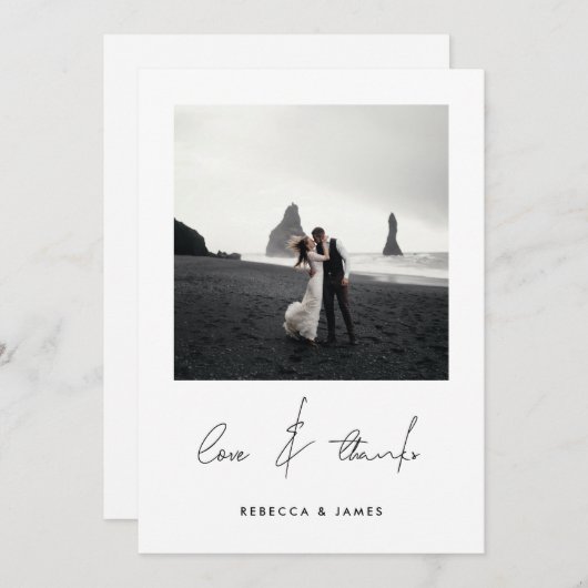 Liefde en Bedankt Minimale kalligrafie Foto bruilo (Voorkant / Achterkant)
