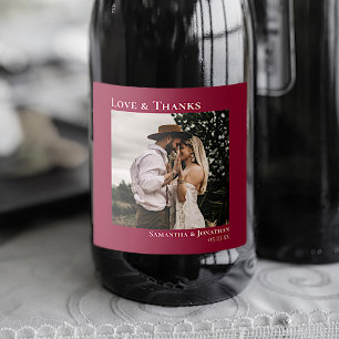 Liefde en Bedankt Minimale kruidenfoto van Cranber Sparkling Wijnetiket