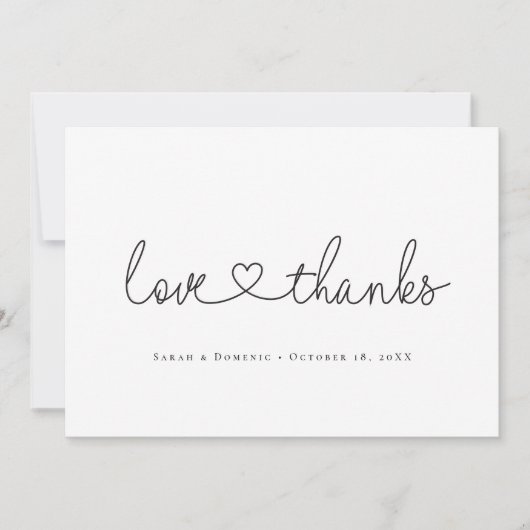 Liefde en Bedankt Minimalistisch script met hartfo (Voorkant)