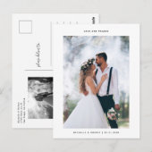 Liefde en Bedankt minimalistische bruiloft foto Briefkaart (Voorkant / Achterkant)