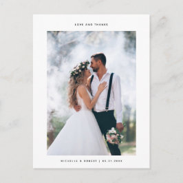 Liefde en Bedankt minimalistische bruiloft foto Briefkaart