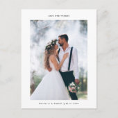 Liefde en Bedankt minimalistische bruiloft foto Briefkaart (Voorkant)