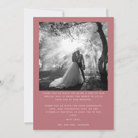 Liefde en Bedankt Minimalistische bruiloft Foto Ro (Achterkant)