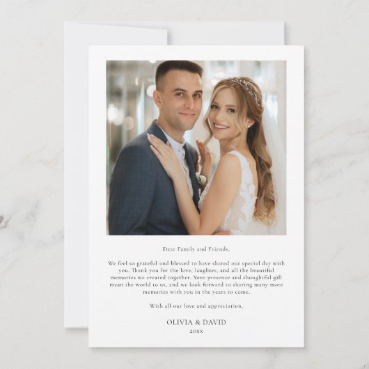 Liefde en Bedankt Minimalistische Script Trouwfoto (Achterkant)