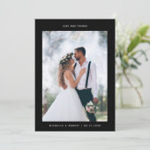 Liefde en Bedankt Minimalistische Trouwfoto Zwart (Staand voorkant)
