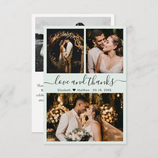 Liefde en Bedankt Mint Green Wedding Hartelijk dan (Voorkant / Achterkant)