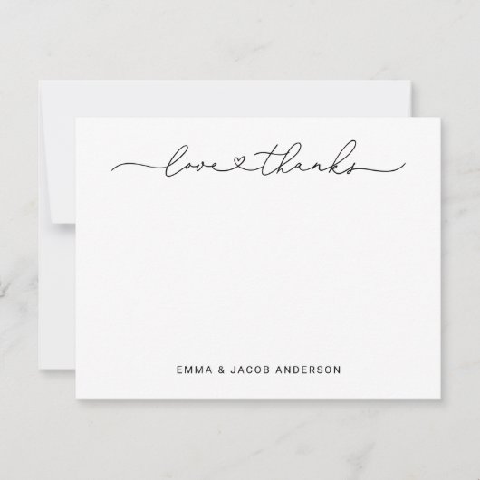 Liefde en Bedankt Modern Black Wedding Monogram (Voorkant)