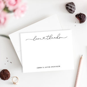 Liefde en Bedankt Modern Black Wedding Monogram