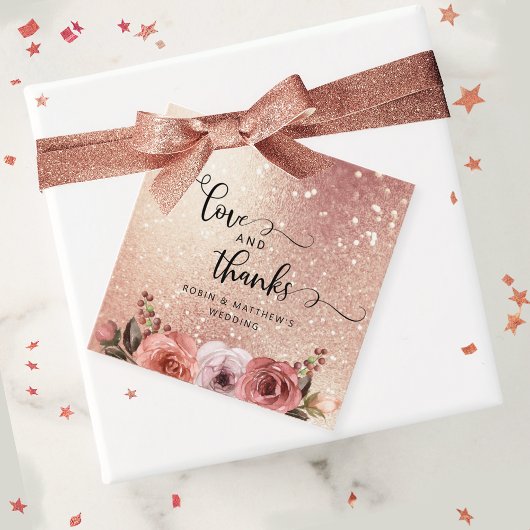 Liefde en Bedankt, Modern, Blush Roos Gold Bedankjes Labels
