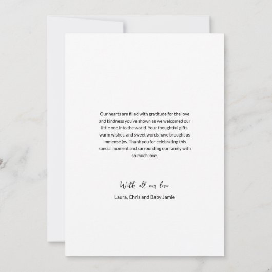 Liefde en Bedankt Modern drie foto's baby (Achterkant)