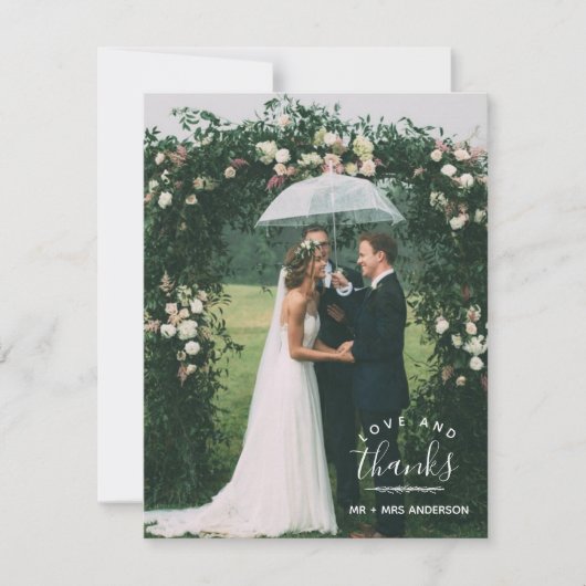 Liefde en Bedankt Modern Foto Weddenschap Hartelij (Voorkant)