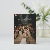 Liefde en Bedankt Modern Foto Weddenschap Hartelij Briefkaart (Staand voorkant)