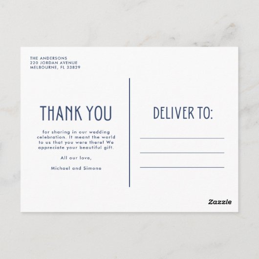 Liefde en Bedankt Modern Foto Weddenschap Hartelij Briefkaart (Achterkant)