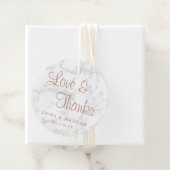 Liefde en Bedankt Modern Marble Roos Gold Wedding Bedankjes Labels (In situ)