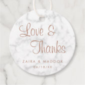 Liefde en Bedankt Modern Marble Roos Gold Wedding Bedankjes Labels (Voorkant)