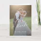 Liefde en bedankt modern script 2 foto's bruiloft (Voorkant)