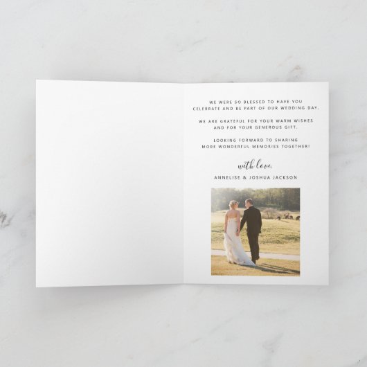 Liefde en bedankt modern script 2 foto's bruiloft (Binnen)