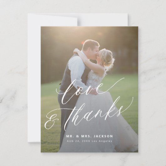 Liefde en bedankt modern script 2 foto's bruiloft (Voorkant)