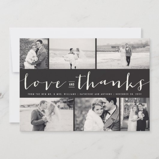 Liefde en Bedankt Modern Script 6 Foto Bruiloft (Voorkant)