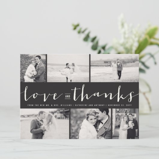 Liefde en Bedankt Modern Script 6 Foto Bruiloft (Staand voorkant)