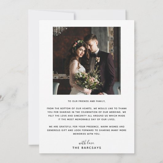 Liefde en Bedankt Modern Script Weddenfoto (Achterkant)