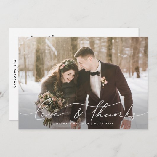 Liefde en Bedankt Modern Script Weddenfoto (Voorkant / Achterkant)