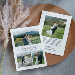 Liefde en Bedankt Modern Wedding Photo Collage<br><div class="desc">Flatte verticale bruiloft bedankt je fotokaarten die voorzien zijn van moderne en minimale zwarte tekst "Love and Bedankt" met een schattig hartaccent, een monogram van de bruid- en bruidekoppels, samen met een eenvoudige collage van 3 foto's aan de voorkant. De ruimte voor een extra foto en een douane danken u...</div>