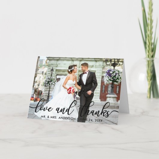 Liefde en Bedankt Modern Wedding Photo Fold (Voorkant)