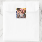 Liefde en Bedankt | Moderne bruiloft Dank je foto Vierkante Sticker (Tas)