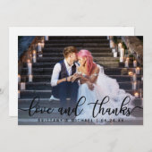 Liefde en Bedankt | Moderne bruiloft Foto bedankt (Voorkant / Achterkant)
