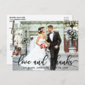 Liefde en Bedankt Moderne bruiloft Foto: Bedankt S Briefkaart (Voorkant / Achterkant)