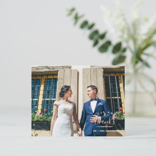 Liefde en Bedankt Moderne bruiloft Hartelijk dank Briefkaart (Staand voorkant)