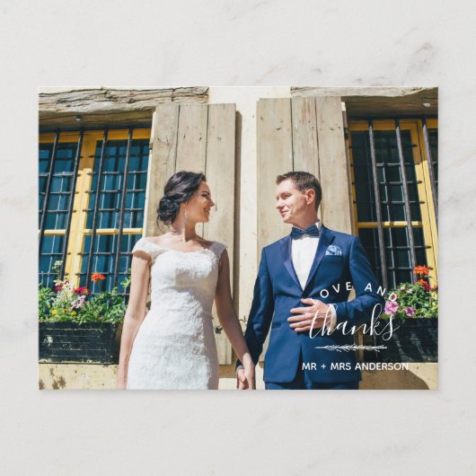 Liefde en Bedankt Moderne bruiloft Hartelijk dank Briefkaart (Voorkant)