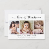 Liefde en Bedankt | Moderne drie foto's nieuwe bab (Voorkant)