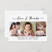 Liefde en Bedankt | Moderne drie foto's nieuwe bab (Voorkant / Achterkant)