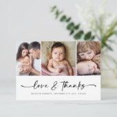 Liefde en Bedankt | Moderne drie foto's nieuwe bab (Staand voorkant)