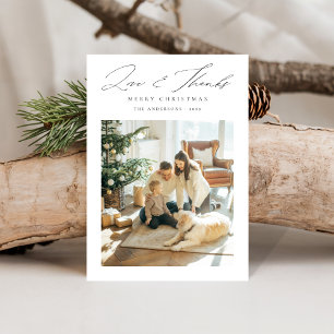 Liefde en Bedankt Moderne familiefoto Kerstmis Feestdagenkaart